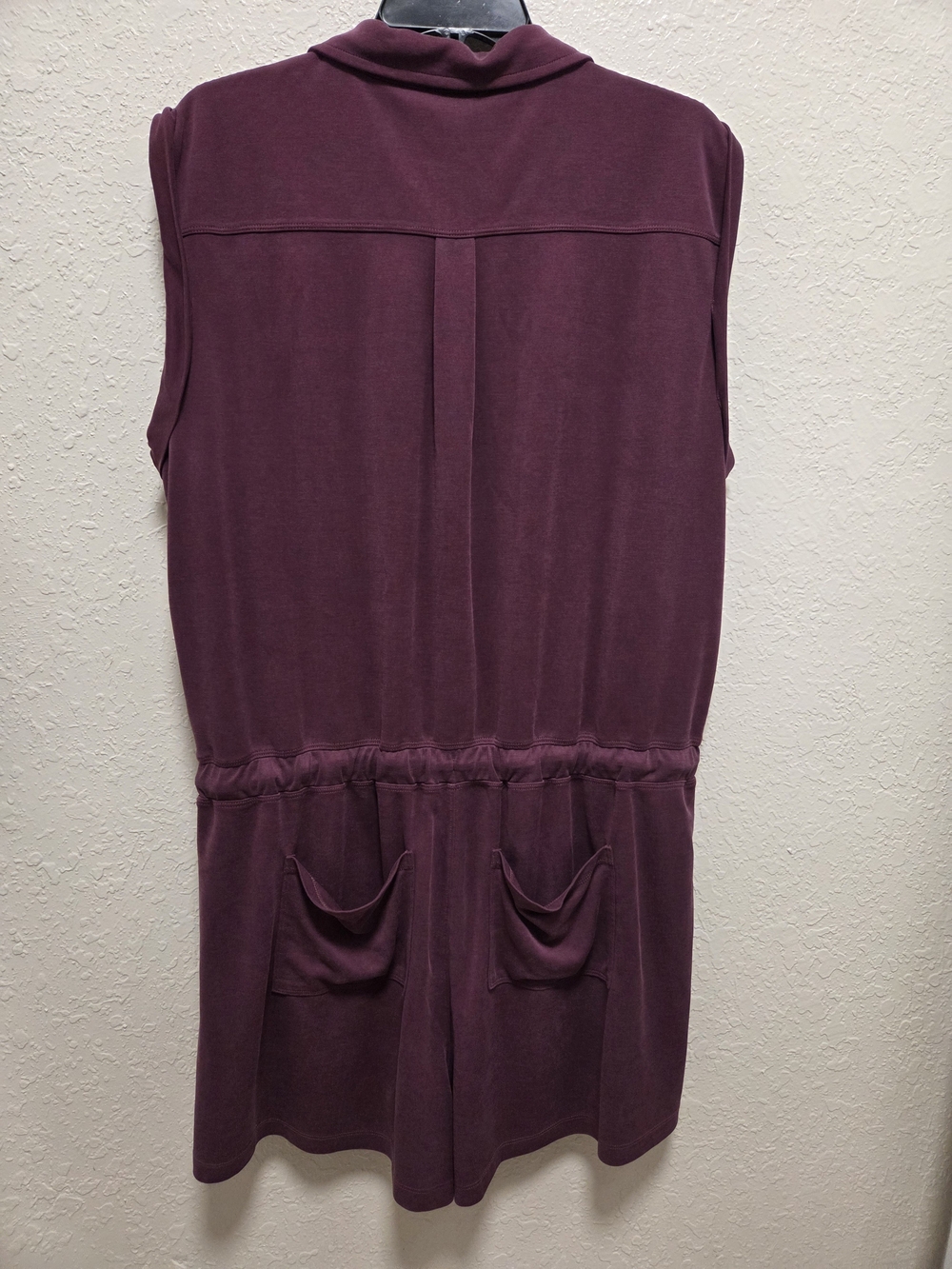 Sleeveless Button-Front Romper in Deep Plum - Picture 4 of 4
